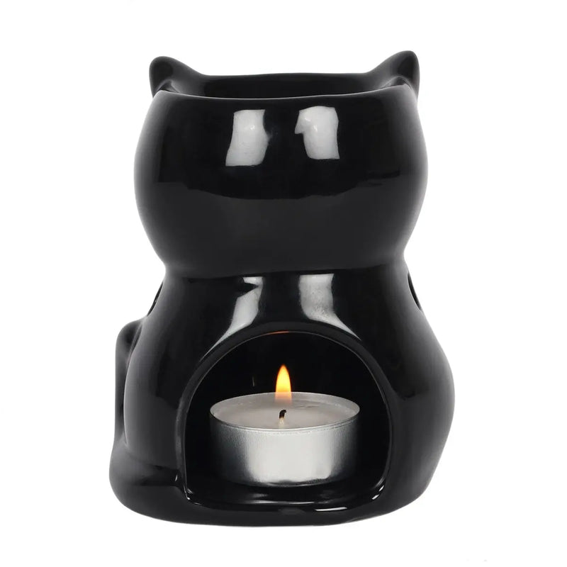 Shiny Black Cat Wax Melt Burner - Oh My Melt