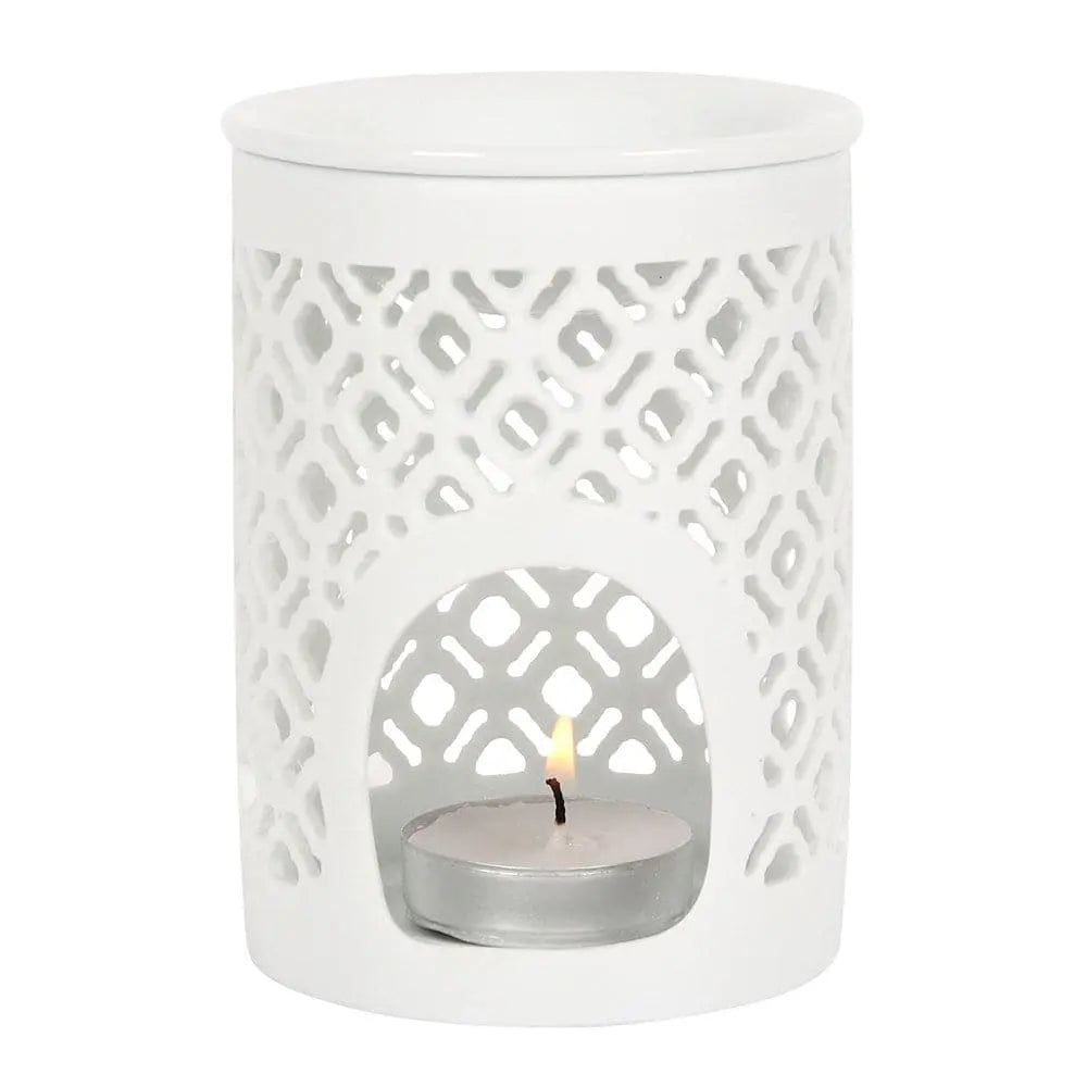 Oh My Melt White Matte Lattice Cut Wax Melt and Oil Burner