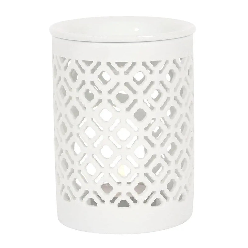 Oh My Melt White Matte Lattice Cut Wax Melt and Oil Burner